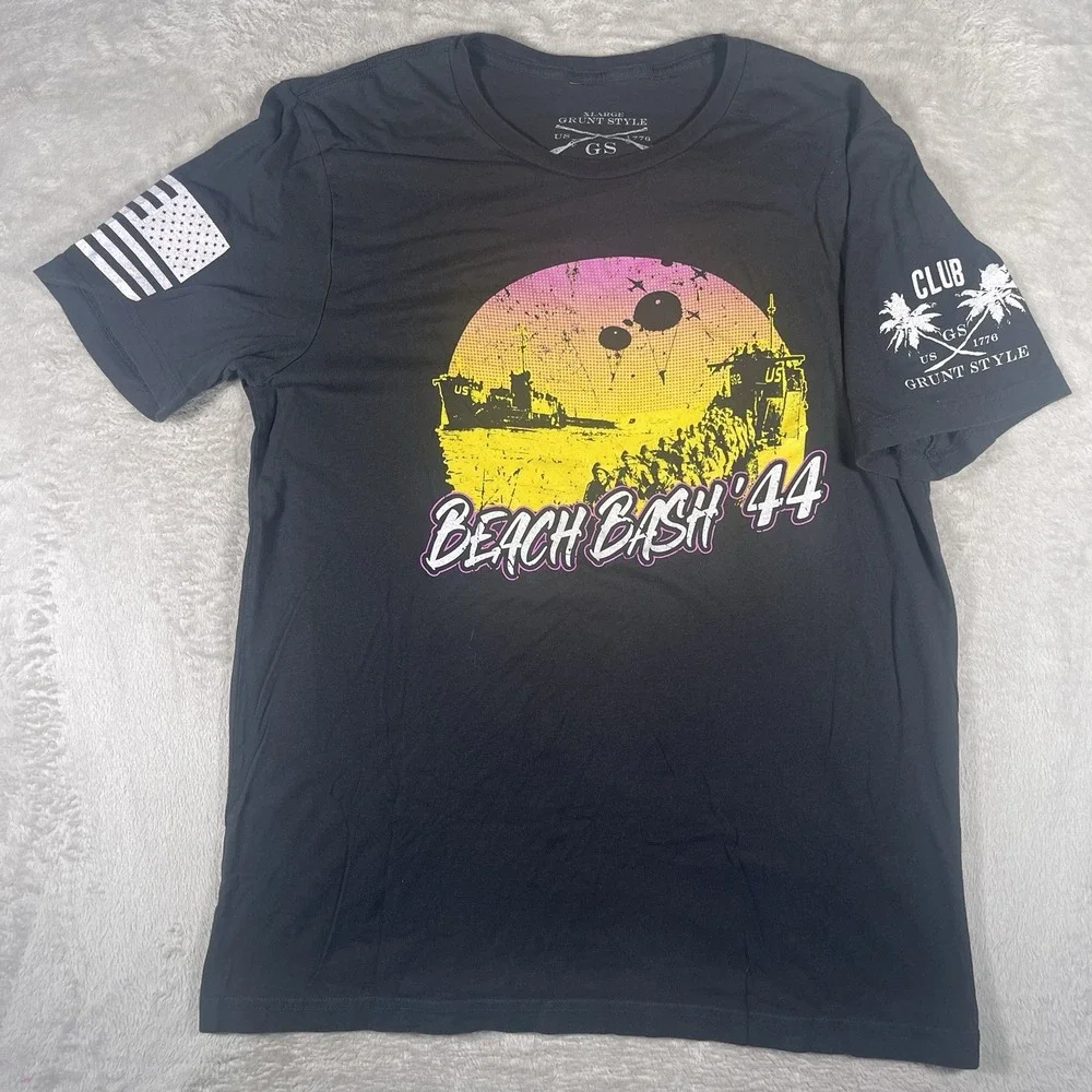 Grunt Style Club T Shirt Mens Size XL Black Short Sleeve‎ Beach Bash 1944